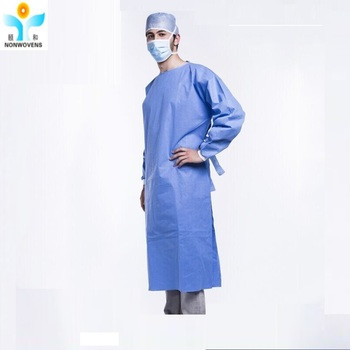 30-50gsm Disposable Surgical Gown Non-Woven Fabric Waist 2 Or 4 Ties