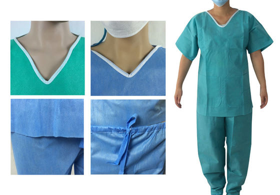 OEM Fluid repellent Disposable Protective Suits , Breathable Scrub Suit For Doctors